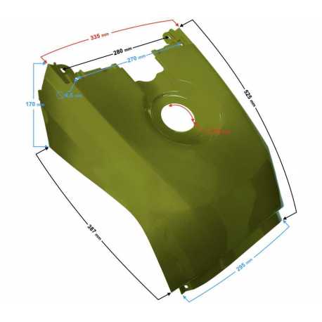 Obudowa zbiornika paliwa środek zielona Hisun Tactic 550