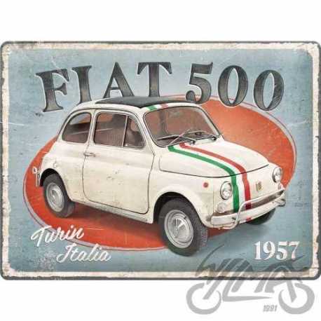 TABLICA PLAKAT 30x40 FIAT 500 TURIN ITALI 23351