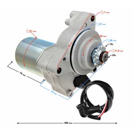 Rozrusznik Do Motoroweru 50Cc, 12/22 Zęby Srebrny