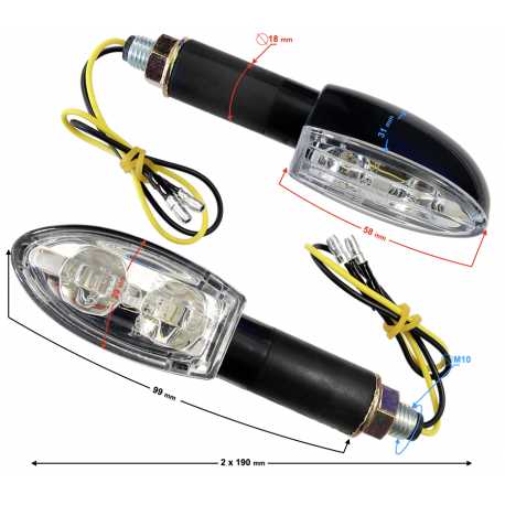 Kierunkowskazy Uniwersalne Mrt-046, Ledowe (12 Diod Smd) Czarne, (E- Mark)