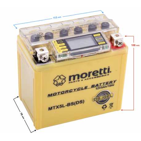 Akumulator Moretti Agm (I-Gel) Mtx5L-Bs Ze Wskaźnikiem