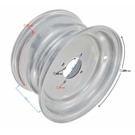 Felga Przednia Srebrna 10X5,5 (90Mm) Atv