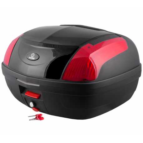Kufer Moretti Mr-889, 46 L., Czarny Połysk, Czerwony Odblask