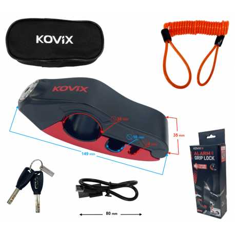 Grip Lock Z Alarmem Kovix Kds/c-009 Czerwony