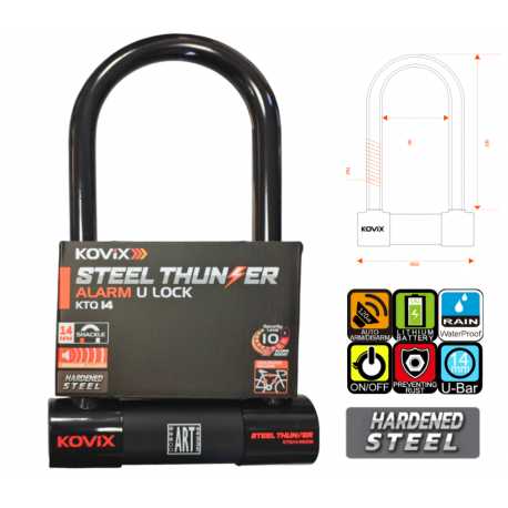Kłódka U-Lock Z Alarmem Kovix Ktq14-98/230 Czarna
