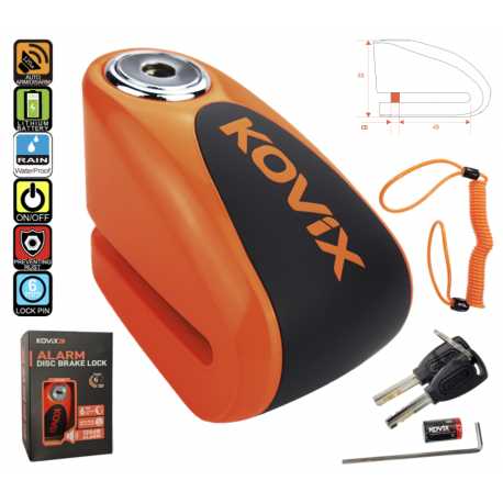 Blokada Tarczy Hamulcowej Z Alarmem Kovix Kds-006 Pomarańczowa
