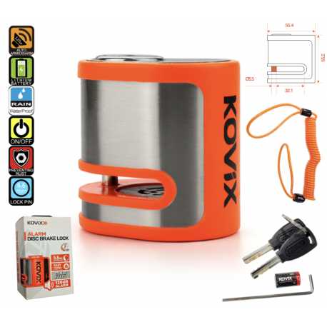 Blokada Tarczy Hamulcowej Z Alarmem Kovix Kds-001 Pomarańczowa