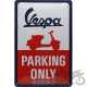 TABLICA PLAKAT 20x30 VESPA PARKING ONLY 22282